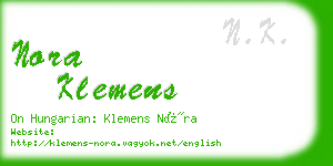 nora klemens business card